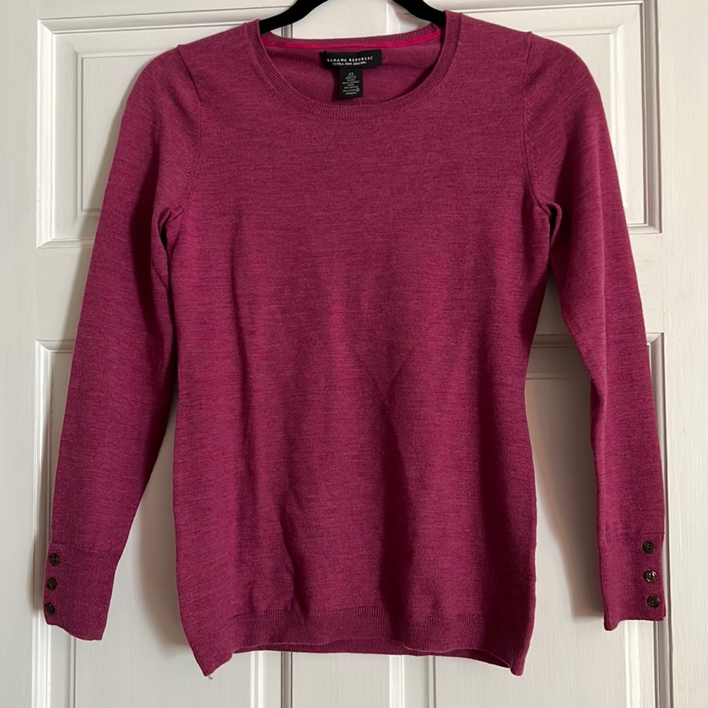Banana Republic Extra Fine Merino Sweater, Pink, Size XS
